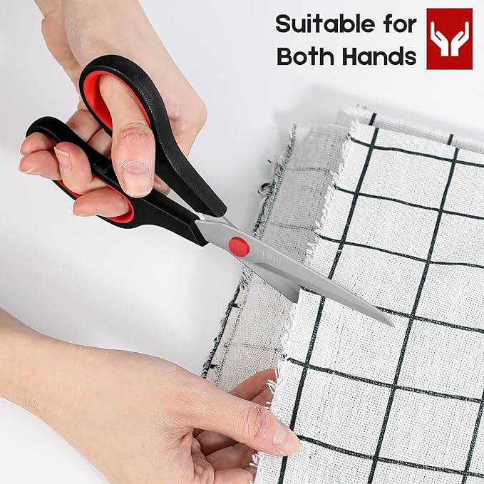 Scissors Bulk black 6-Pack, All Purpose Stainless Steel Sharp Scissors for Office Home General Use Craft Supplies, High/Middle School Classroom Class Older Kids Set, Right/Left