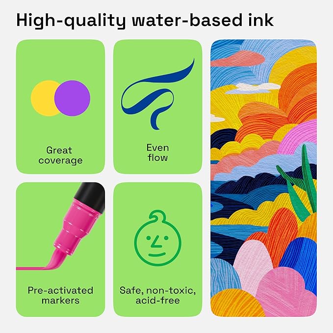 ARTISTRO Paint Markers - Acrylic Pens for Rock, Glass, Fabric, DIY - Art Supplies - 36 Dual Brush Tip Markers