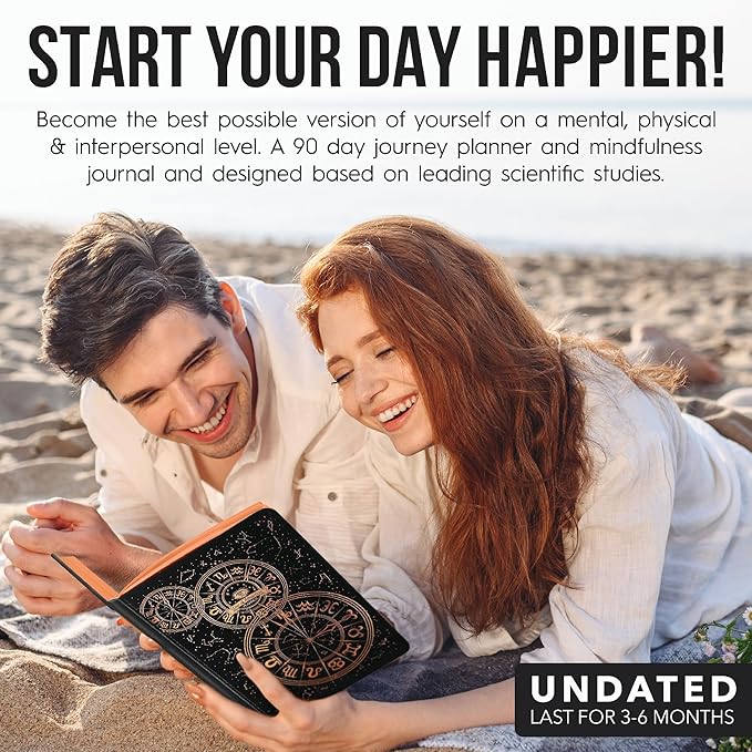 Life Planner - 5 Minute Daily Gratitude & Manifestation Journal | Positivity & Affirmation | Guided Mindfulness, Self Care & Mental Health Journal | 90-Day Undated Planner, Vision Board & Stickers