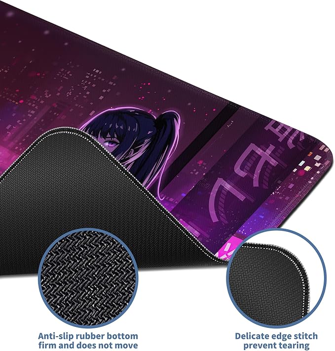 Japanese Samurai Anime Mouse Pad Large Desk Mat Extended Keyboard Mouse Pad Gaming Mousepad with Non-Slip Base and Stitched Edge Anime Mouse Mat Desk Pad 31.5 X 11.8 In Mouse Pads for Desk Home Office