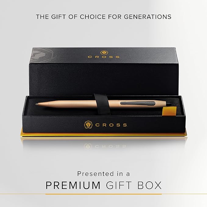 Cross Classic Century Refillable Ballpoint Pen Presented in a Luxury Gift Box - Medium Point, Black Ink, Brushed Rose Gold