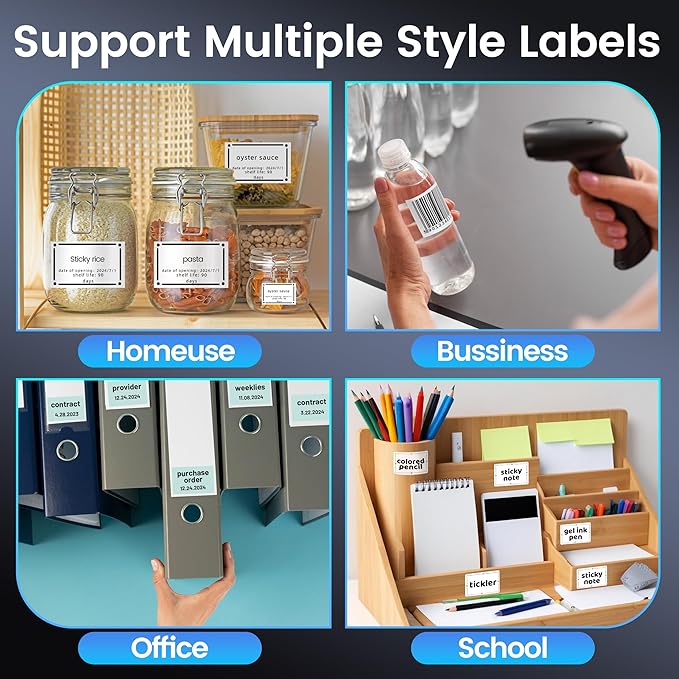 Phomemo M250 3 Inch Label Maker Machine with Tape, 2025 Upgrade Portable Barcode Label Printer for Business, Home, Logo Label, Thermal Address Label Maker with 100 Labels, 40x30mm