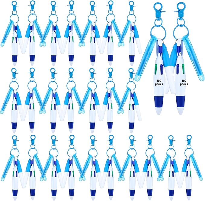 Sherr 25 Sets Retractable Nurse Pens with Mini Highlighter Permanent Marker Keychain Clip Badge Reel Pen Accessories for Nursing Students Medical Staff Office Stocking Stuffer Gift(Blue)