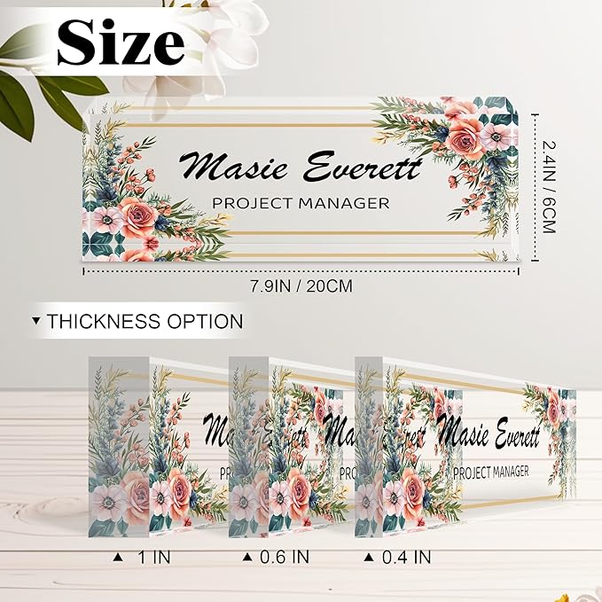 Ship Next Day-Custom Name Plate for Desk, Desk Name Plate Personalized, Acrylic Office Desk Accessories, Appreciation Gifts for Coworkers Employee Teachers Boss Women Men (Vintage Rose)