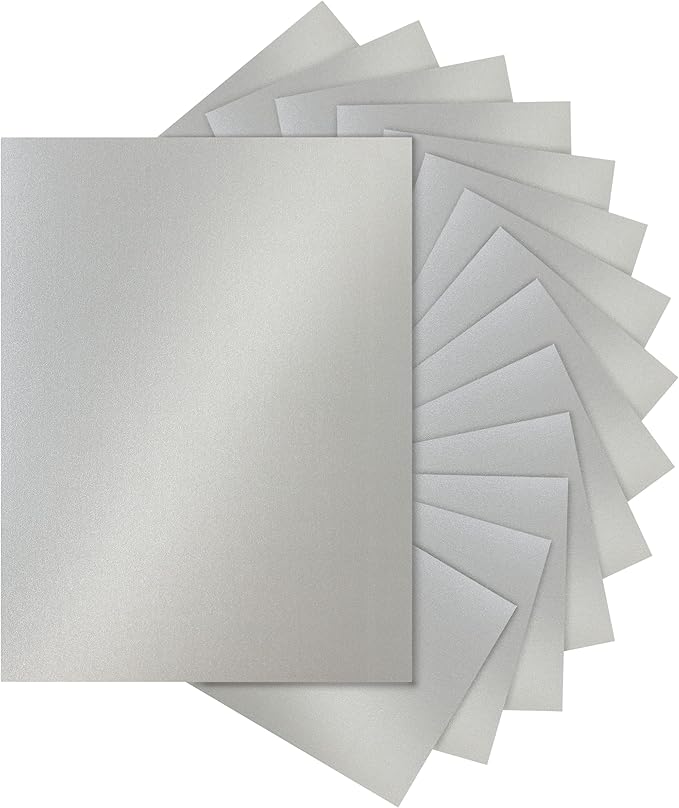 28 Sheets Shimmer Silver Cardstock 8.5 x 11 Metallic Paper, 250gsm/92lb Premium Heavyweight Card Stock for DIY Card Making, Greeting Cards, Wedding Invitations, Paper Crafting