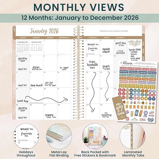 bloom daily planners 2026 Planner (January - December) Calendar Year Organizer - 5.5” x 8.25” - Weekly & Monthly Agenda Book with Stickers & Bookmark - Ocean Oasis