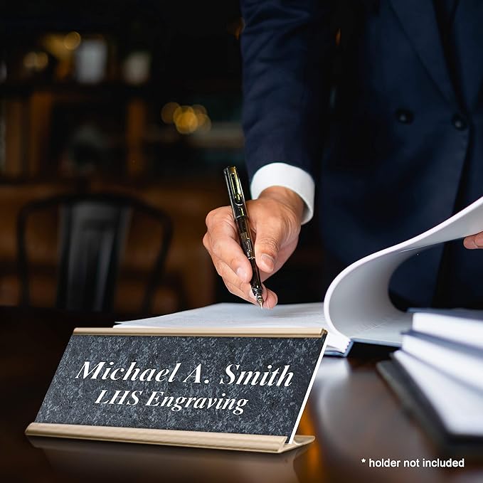 Engraved Door Signs for Office Personalized Mojave Plastic Door Plaque White Letters - Made in USA 2x12 N8