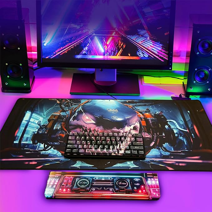 GUNMJO Shark Extended Gaming Mouse Pad, Ultra-Smooth Surface for Pixel-Precise Mouse Control, Durable Anti-Fray Stitching, Non-Slip Rubber Base, for Gamer, Office & Home, Light & Portable