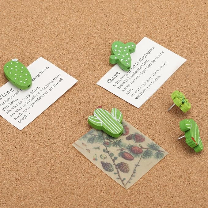 Push Pins 30Pcs Cactus Decorative Push Pins Wood Pins for Cork Board