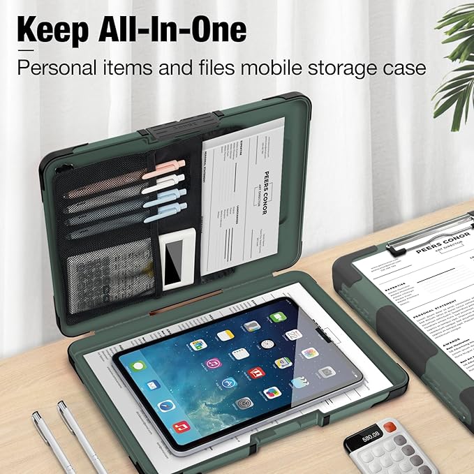 Sooez Toughest Clipboard with Storage, Internal Pen Pouch Included, Letter/ A4 Size, Shockproof Heavy Duty Plastic Clip Boards 8.5x11”, High Capacity Clipboards Box Case for Contractor Trucker Driver