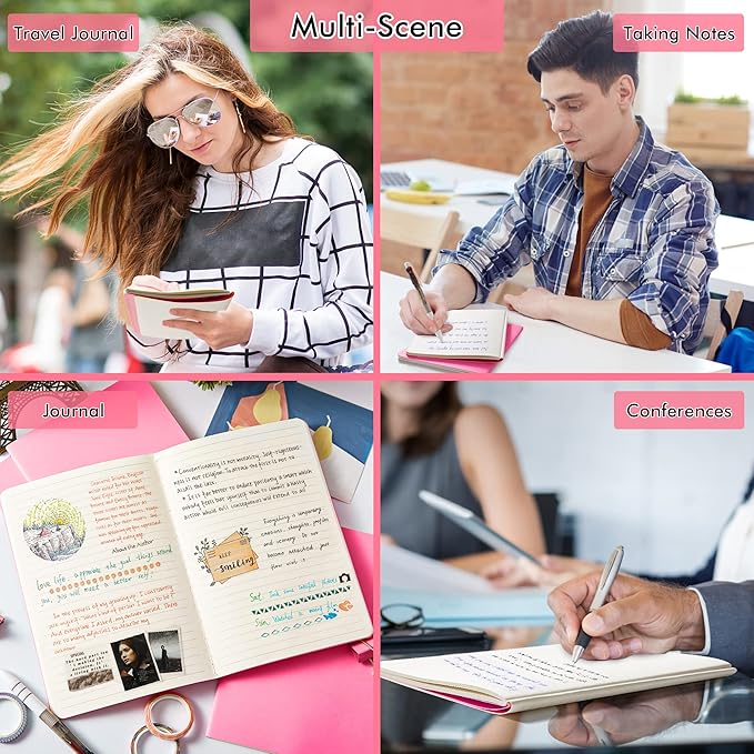 8 Pack Soft Cover Journal Bulk, Feela Notebooks College Ruled for Work, Lined Travel Journal for Women Men, Note Taking Notebook School Supplies Business Writing, 8.2” x 5.5”, A5, Berry