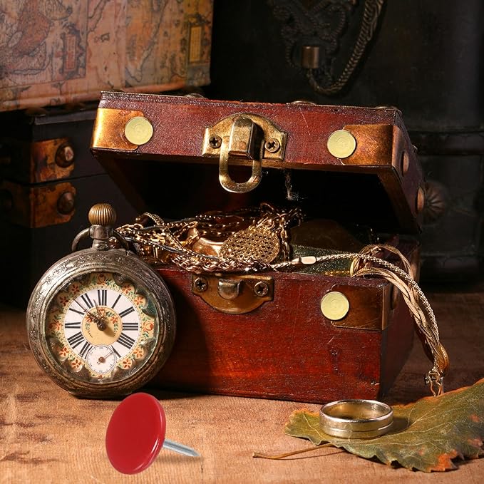 uxcell 120Pcs Push Pins, 11mmx10mm Round Flat Head Decorative Thumb Tacks Upholstery Tacks for Cork Board Office Wall Hangings, Red