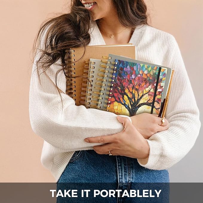 AHGXG 2026 Planner, Weekly and Monthly Planner for Women, Jan 2026 - Dec 2026, Medium Size (5.7" x 8.3"), Calendar 2026, Hardcover with Monthly Tabs, Spiral-Bound, 100 GSM Thick Paper, Colourful Tree