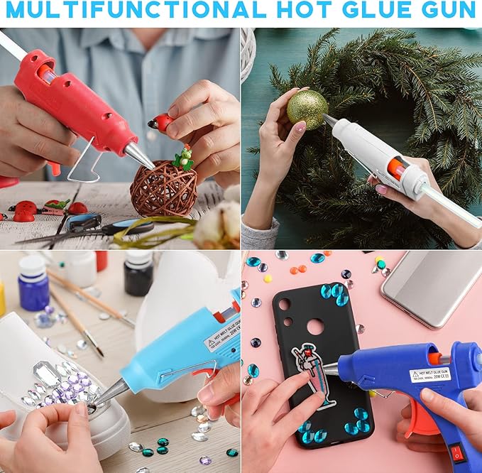 Zhengmy 24 Pieces Mini Hot Glue Gun Crafts Hot Melt Guns Fast Preheating and Easy Squeeze Trigger for School DIY Arts Class Projects Office Home Quick Repairs (Multicolored)
