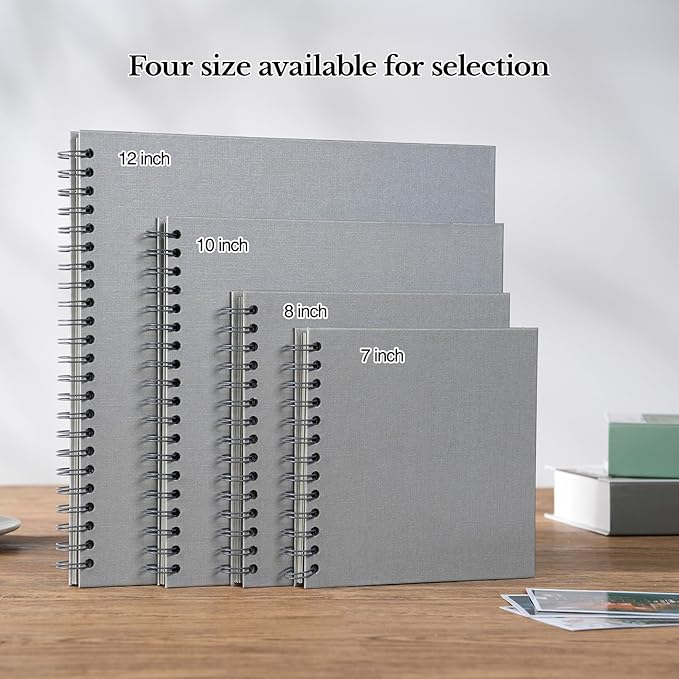 potricher 10 x 10 Inch DIY Scrapbook Album 40 Pages Hardcover Kraft Paper Scrap Book Photo Albums Memory Book for Wedding and Anniversary Family (Gray, 10 Inch)