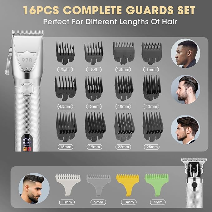 Lanumi Professional Hair Clippers Electric Razor Shavers Men 3 Piece Set Rechargeable Clippers and Trimmers Beard Trimmer Barber Kit with Travel Case Clippers for Hair Cutting Gifts for him