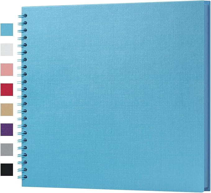 potricher 12 x 12 Inch DIY Scrapbook Album 40 Pages Hardcover Kraft Paper Scrap Book Photo Albums Memory Book for Wedding and Anniversary Family (Blue, 12 Inch)