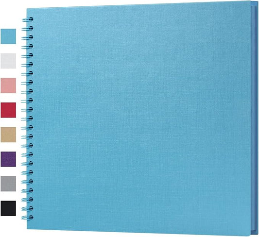 potricher 12 x 12 Inch DIY Scrapbook Album 40 Pages Hardcover Kraft Paper Scrap Book Photo Albums Memory Book for Wedding and Anniversary Family (Blue, 12 Inch)
