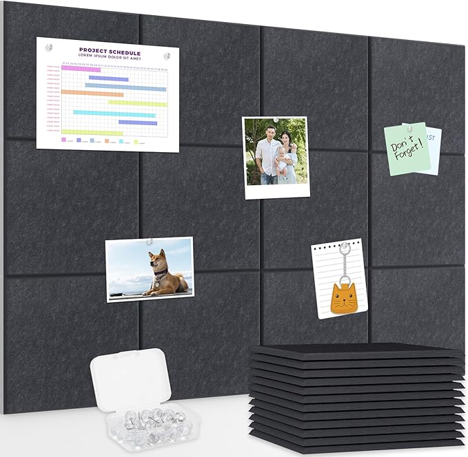 Smarpau Bulletin Board Large Cork Board for Walls 48"x36", 12 Pack Pin Board Felt Board with 35 Pushpins 50 Removable Security Stickers, Cork Boards for Office Home School Decor (Deel Grey)