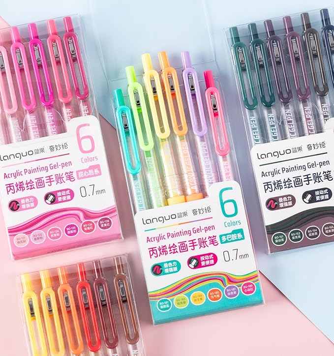 Gel Pens For Coloring, 24 Colors Retractable Colored Pens for Black Paper & White Paper, 0.7mm Fine Point Colorful Pens for Coloring, Writing, Drawing, Journaling, Note Taking, School, Office, Home