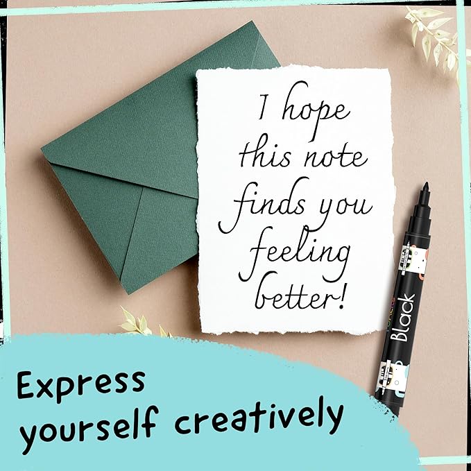 4 Dual Tip Black Paint Pens - Fine Point & Medium - Black Paint Marker for Fabric, Wood, Rock Painting, Canvas, Plastic, Glass, Tire and Shoes - Acrylic Pens for Kids & Adults