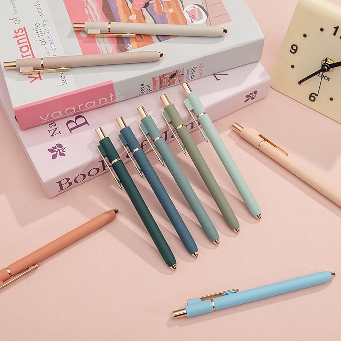 Linbsunne Gel Pens Black Ink Pens for Office 0.5mm Fine Point Pen Smooth Writing Retractable (Metal gold clip-18 pcs)