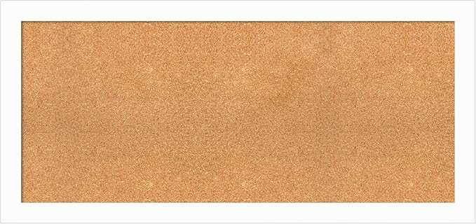 Amanti Art Natural Cork Board for Wall, 21x45 Vision Board with White Frame, Oversize Corkboard Office Decor for Home Organization, Casual Corkboard Pinboard to Display Items for Home Organization in