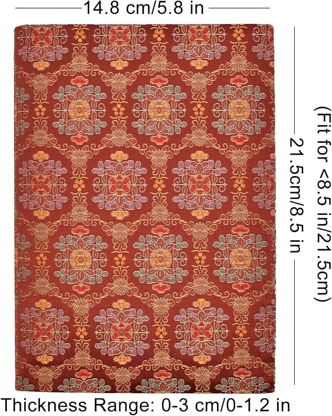 BLBMH A5 Book Covers for Paperbacks Fit for 5.5x8.4 inch Adjustable Book Sleeve Cover for Women Over 15 Soft Cloth Protector for Novels Notebook Journal - Flower Red