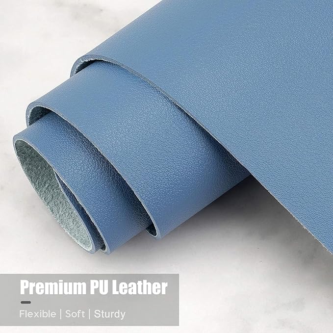 Hsurbtra Desk Pad, 35.5" x 17" PU Leather Desk Mat, XXL Extended Mouse Pad, Waterproof Desktop Blotter Protector, Non-Slip Ultra Thin Large Laptop Keyboard Writing Mat for Office Home, Dark Blue