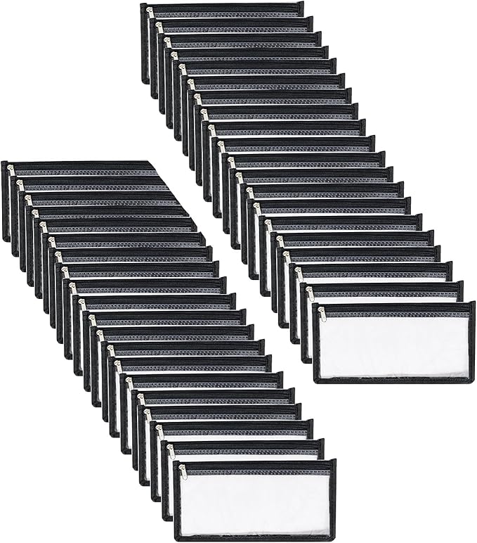 3.9 x 7.8 Clear Cash Register Money Pouch Bank Deposit Bag Check Wallet 40 Pack Zipper Closure