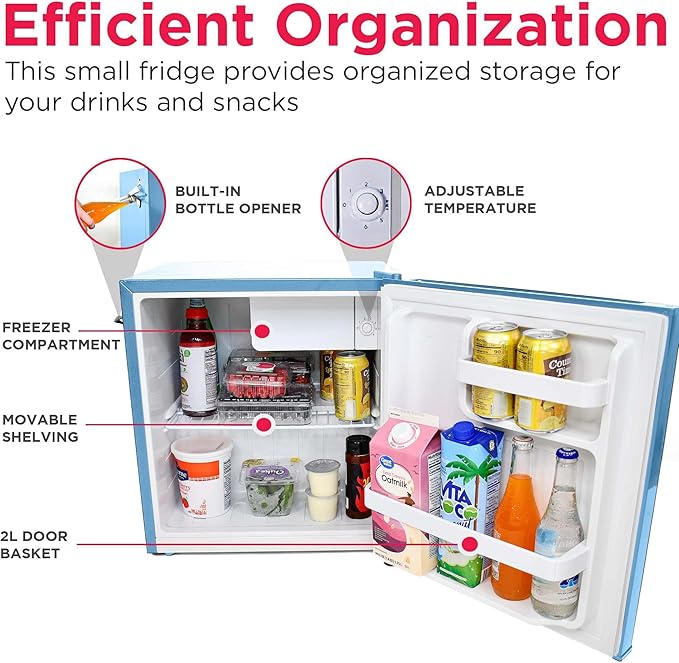 Frigidaire EFR176 1.6 cu. ft. Retro Bar Fridge with Side Bottle Opener (Blue)