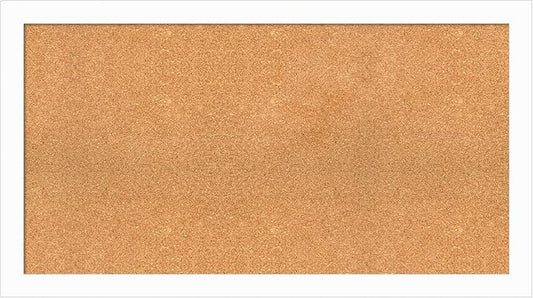 Amanti Art Natural Cork Board for Wall, 25x45 Vision Board with White Frame, Oversize Corkboard Office Decor for Home Organization, Casual Corkboard Pinboard to Display Items for Home Organization in