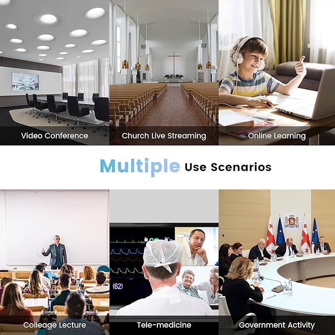 HDMI 20X Optical Zoom PTZ Conference Room Camera System, 1080P 60fps USB3.0 Computer Camera with Microphone & Bluetooth Speakerphone, Easy Setup for Church & Meetings