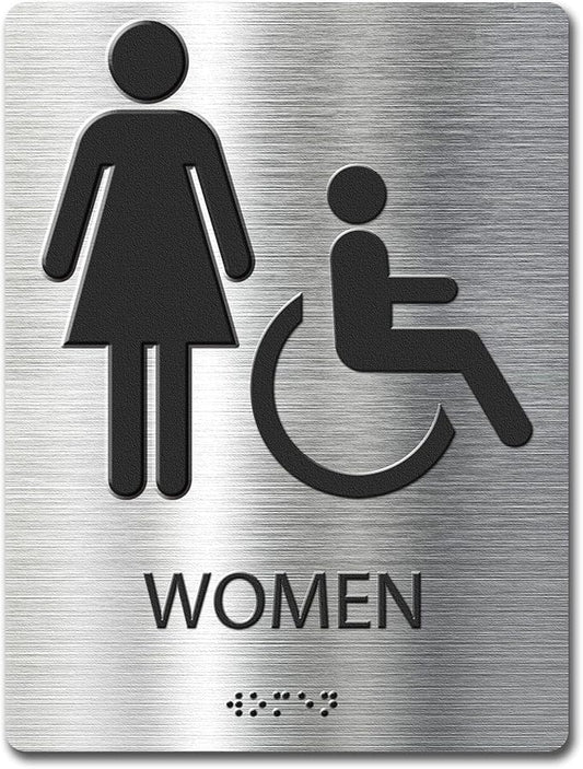 ADA-Mark Modern Restroom Sign for Business - ADA Compliant Braille Bathroom Sign with Easy Installation - 6" W x 8" H
