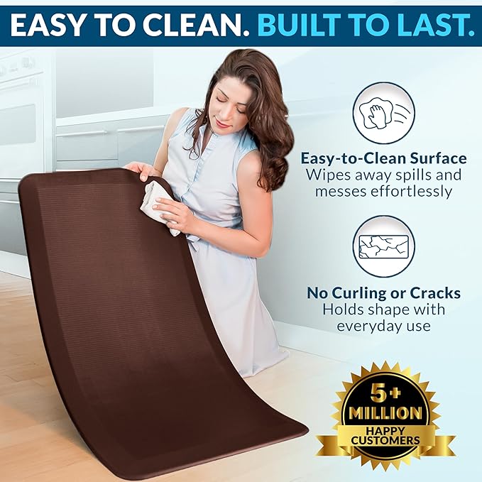 ComfiLife Anti Fatigue Floor Mat – 3/4 Inch Thick Kitchen Mats for Floor, Standing Desk Mat, Kitchen Rug – Comfort at Home, Office – Durable – Stain Resistant – Non-Slip Bottom (20" x 32", Brown)