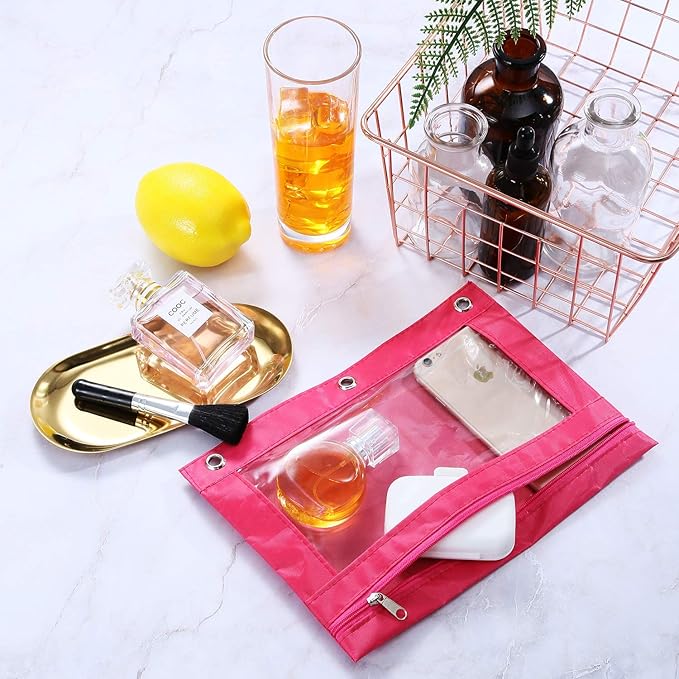 Boao 24 Pcs Pencil Pouch for 3 Rings Binder Pencil Bags Bulk with Zipper Colorful Case Stationery Bag with Clear Window for Office Supplies