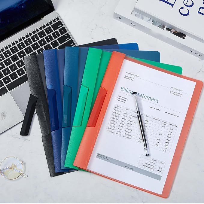 Maitys 25 Pack Clear Report Covers with Clip 11.4 x 9 Inch Presentation Folders Transparent Front Cover Portfolio Folder Resume Folder Interview Report Folders for Letter Size(Multicolor)