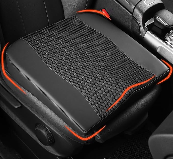 Car Seat Cushion, Comfort Memory Foam Car Cushions for Driving - Sciatica & Lower Back Pain Relief, Driver Seat Pillow for Auto, Office Chair, Wheelchair - 4D Mesh Black