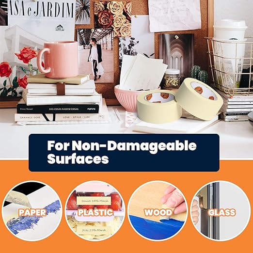 General Purpose Masking Tape Beige White 0.94 Inches x 60 Yards, Bulk Painters Tape for Painting, Labeling, DIY Arts Crafts, Home Office School Projects, 36 Rolls