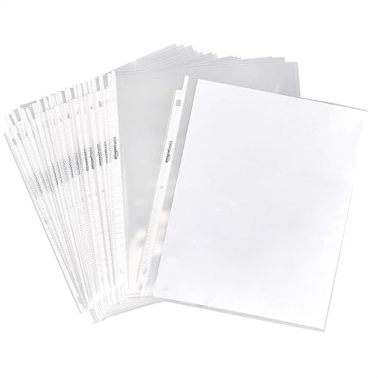 Amazon Basics Sheet Protectors for 3 Ring Binder, Heavyweight, Polypropylene, 8.5 x 11 Inch, 500-Pack, Clear