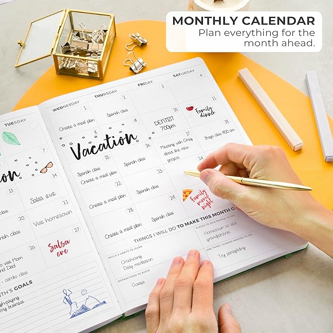 Clever Fox Planner PRO Light – Weekly & Monthly Life Planner to Increase Productivity, Time Management and Hit Your Goals, 8.5x11″ (Forest Green)