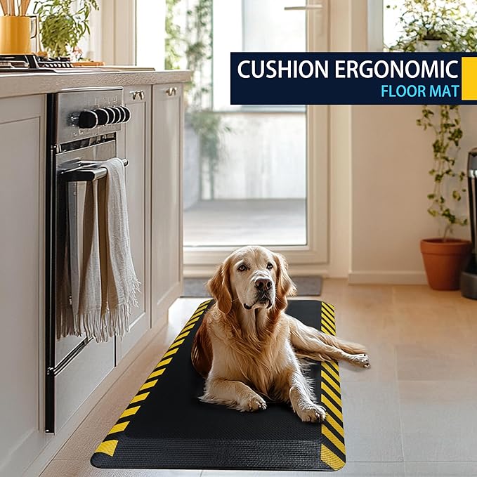 FEATOL Kitchen Mats for Floor 2 Packs, 9/10 Extra Thick Cushioned Anti Fatigue Floor Mat, Memory Foam Padded for Standing at Home, Kitchen, Garage, 20" x 48"-Support for Leg & Back Pain