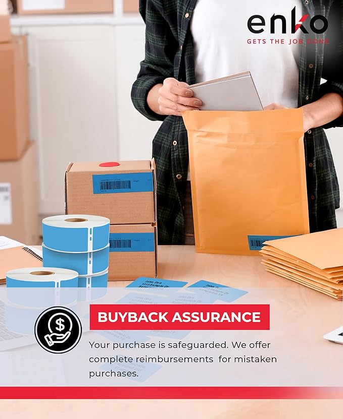 enKo [6 Rolls, 2100 Labels] Address, Shipping & Barcode Labels 30252 - Cyan/Blue (1-1/8" x 3-1/2") Compatible for Dymo LabelWriter & Rollo Printer