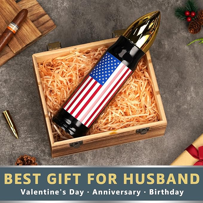 Men Gifts for Christmas from Daughter Son, 17 oz American Flag Bullet Tumbler, Best Dad Ever Gifts, Mens Stocking Stuffers Idea, Christma Presents for Dad Men