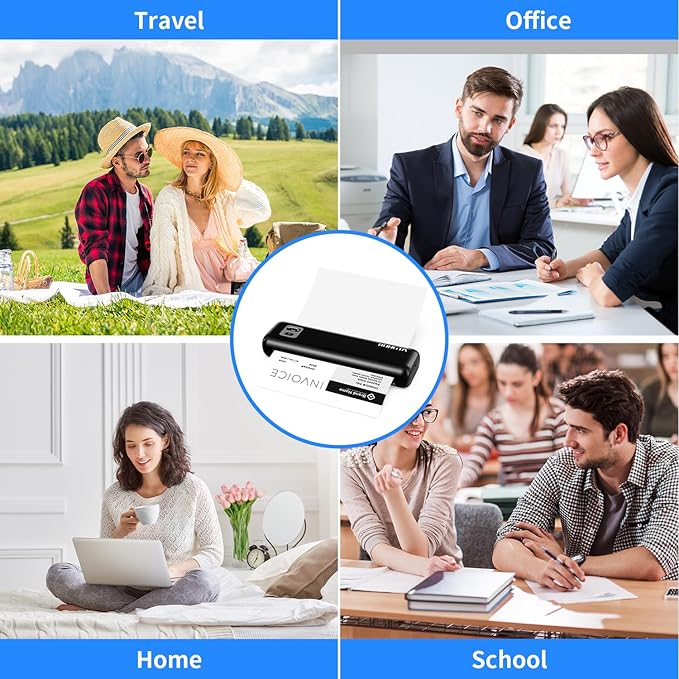 Rongta Portable Printers Wireless for Travel, 300DPI WiFi & Bluetooth Mobile Thermal Inkless Printer for School/Office/Home Use, Compatible with Android,iOS & Laptop,Black (F82)