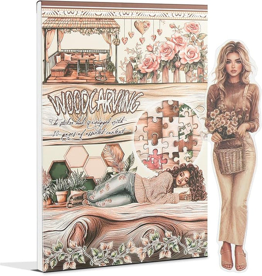 Snycler Woodcarving Theme Sticker Scrapbooking Supplies for Junk Journal, 20 Sheets PET Stickers - Vintage Journaling Stickers, Ephemera Sticker Book Pre Cut, Planner, Junk Journal Supplies