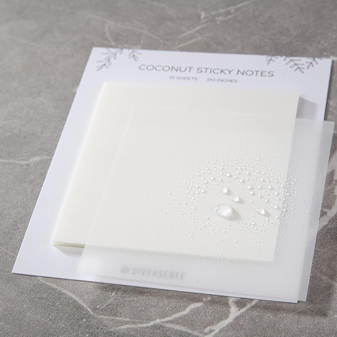 DiverseBee 50 Sheets Pastel Transparent Sticky Notes, 3x3” Clear Sticky Tabs, Translucent Page Flags Book Markers Stickers, Planner Accessories, Bible Journaling Study Office School Supplies (Coconut)