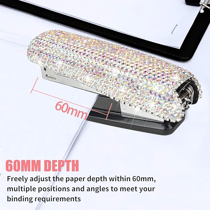 Diamond Crystal Handmade Bling Dazzling Stapler for Office, School, or Home (AB Color)
