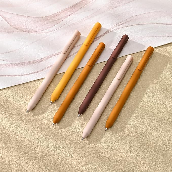 BAYTORY 8Pcs Colored Gel Pens, 0.5mm Fine Point Multicolored Ink Pen, Colorful Pens Smooth Writing for Note Taking and Marking Supplies (Khaki)