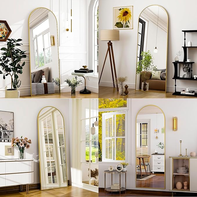 65"x24"Arched Full Length Mirror - Floor Mirror- Aluminum Alloy Frame Full Body Mirror for Bathroom Living Room Bedroom and Entryway Gold